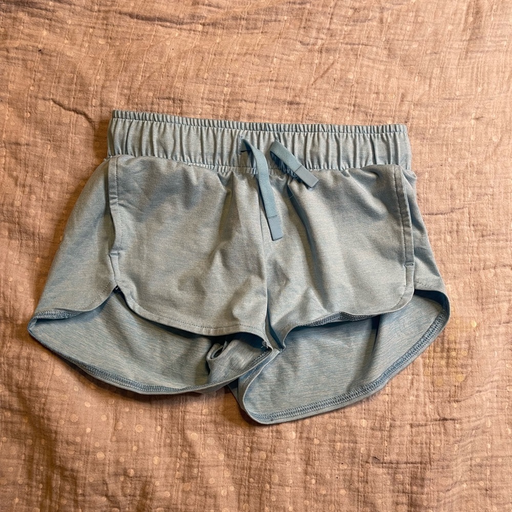 Girls Sky Blue Athletic Drawstring Shorts